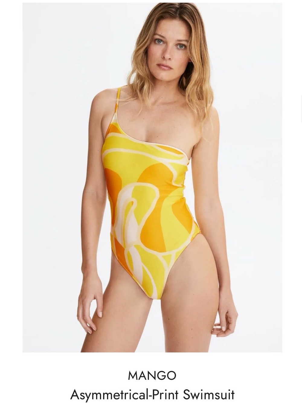 Mango Yellow & Orange Asymmetrical One-Shoulder Swimsuit